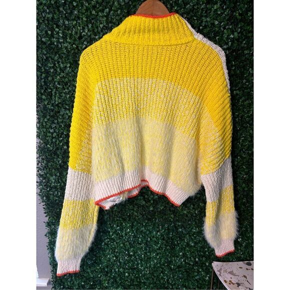 Free People Sunbrite Mock Neck Sweater Cropped Baggy Sz Large - Picture 7 of 7